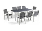Ensemble table de jardin et 8 chaises en aluminium gris LPWG42971