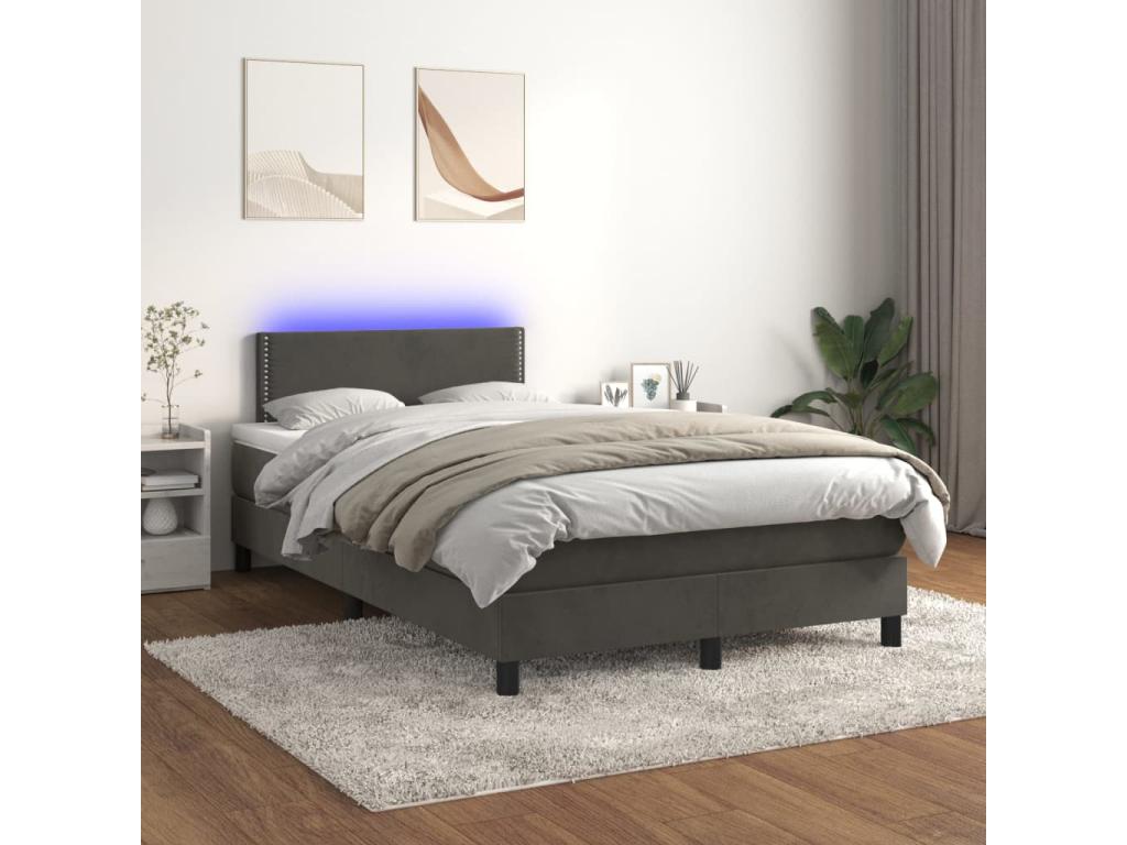 Sommier à Dormeva de lit avec matelas LED Gris foncé 120x200 KTOM56862