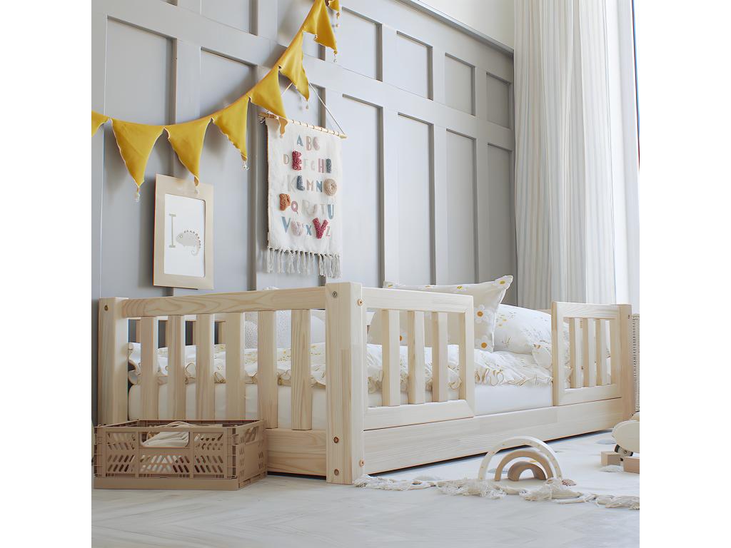 Lit 70x140 barrières et sommier inclus pieds 1 cm Agnès Bois RQVM57006