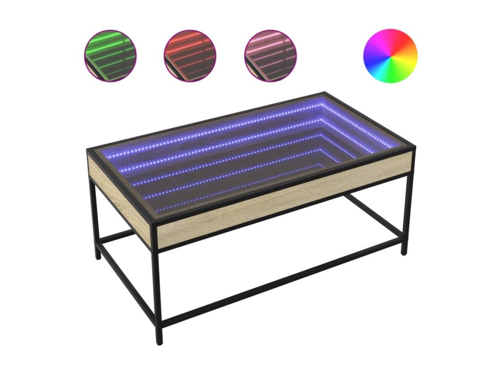 Table basse avec LED infini chêne Dormeva 90x50x41 cm FZMD47298