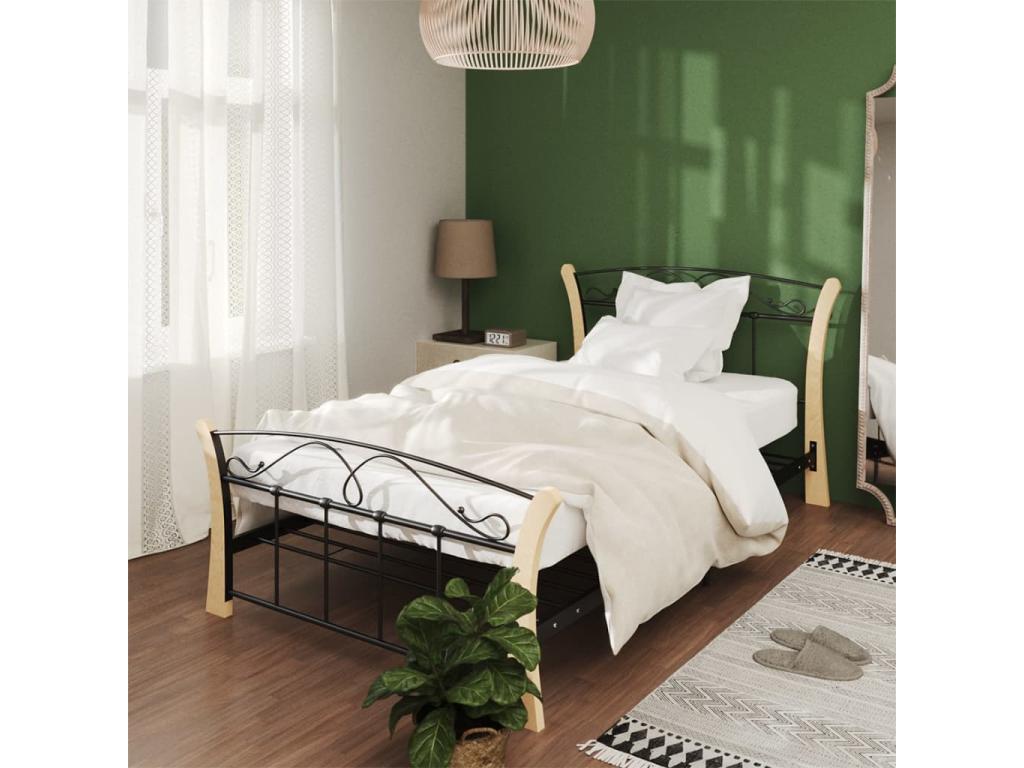 Cadre de lit sans matelas noir métal 100x200 cm DVDB61382