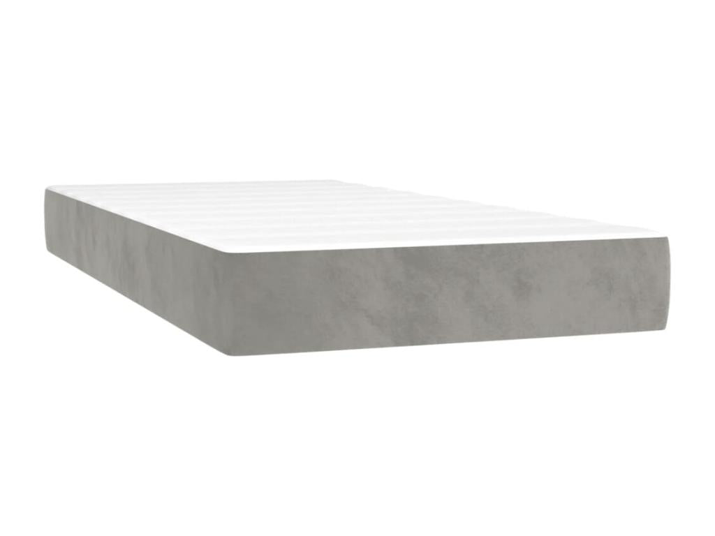 Zensova tapissier et matelas et LED Gris clair 90x190cm Velours QTNV95542