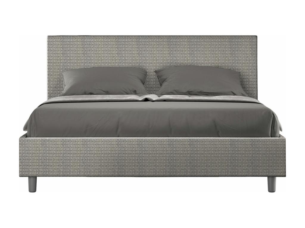 Lit avec sommier rembourré 160x210 tissu Labirinto 02 gris Dormeva PIUC50652