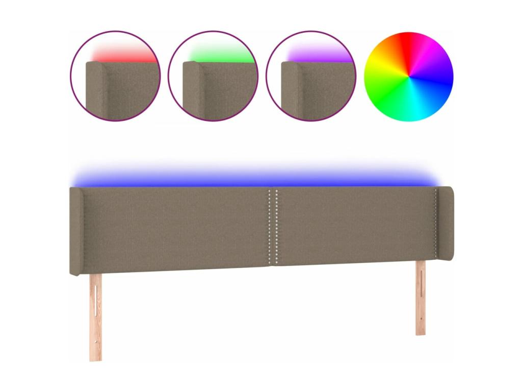 Tête de lit à LED Dormeva 183x16x78/88 cm Tissu XAAR96156