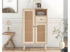 Buffet haut - 2 portes en rotin et 1 tiroir - style campagnard - Naturel TWCH52299