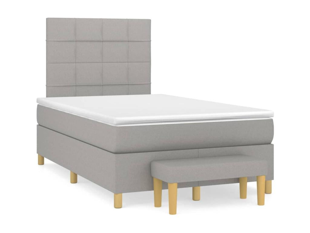 Lit à sommier tapissier avec matelas Gris clair 120x200cm Tissu GWQW81633