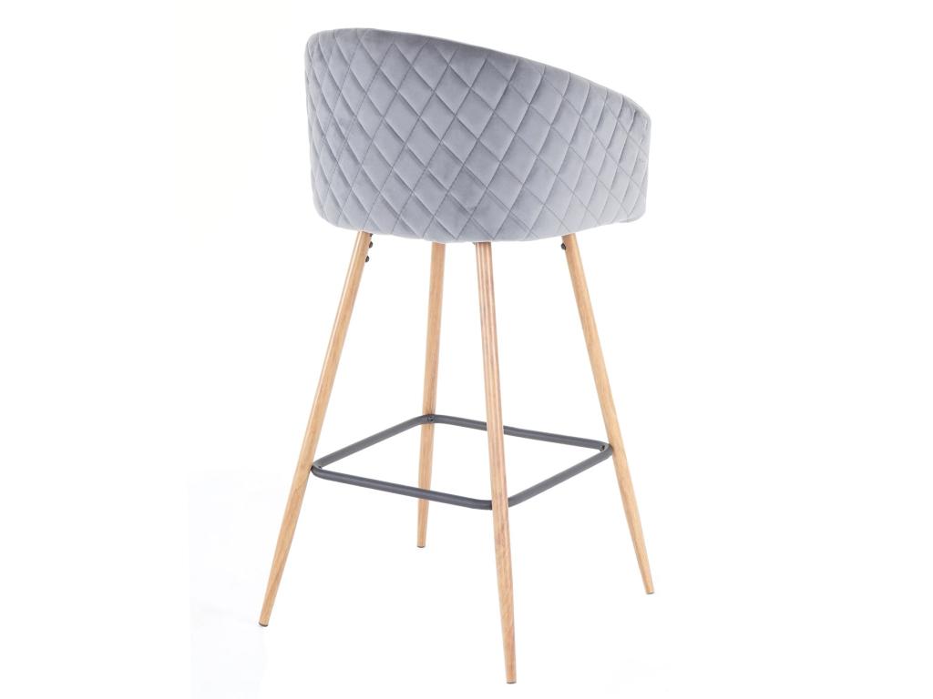 Tabouret de bar Zensova-D72 lot de 2 velours gris FJDZ20005