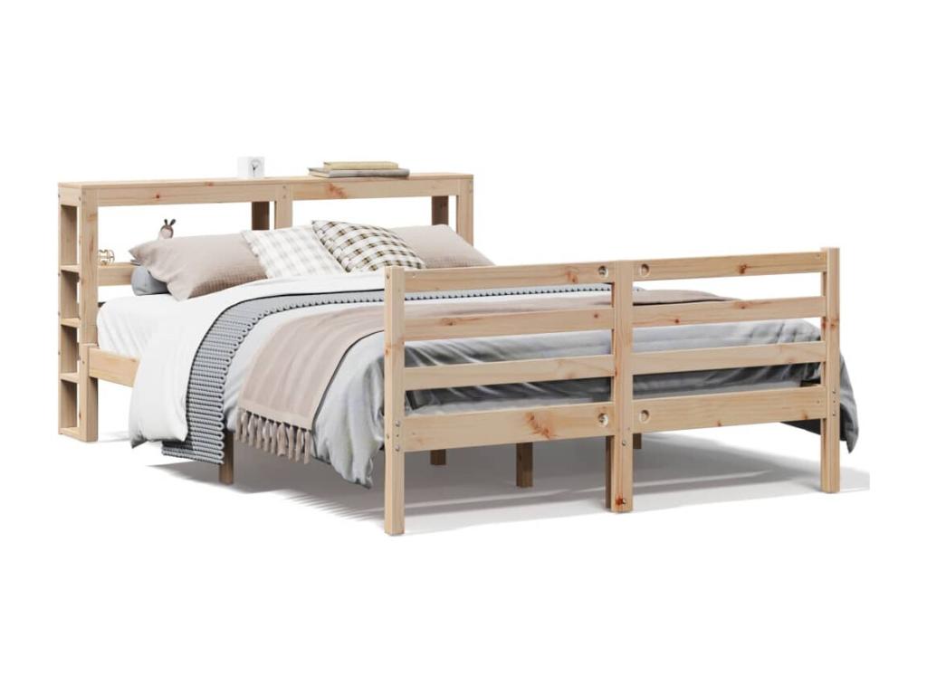Cadre de lit sans matelas 140x200 cm bois massif de pin VEPD24051