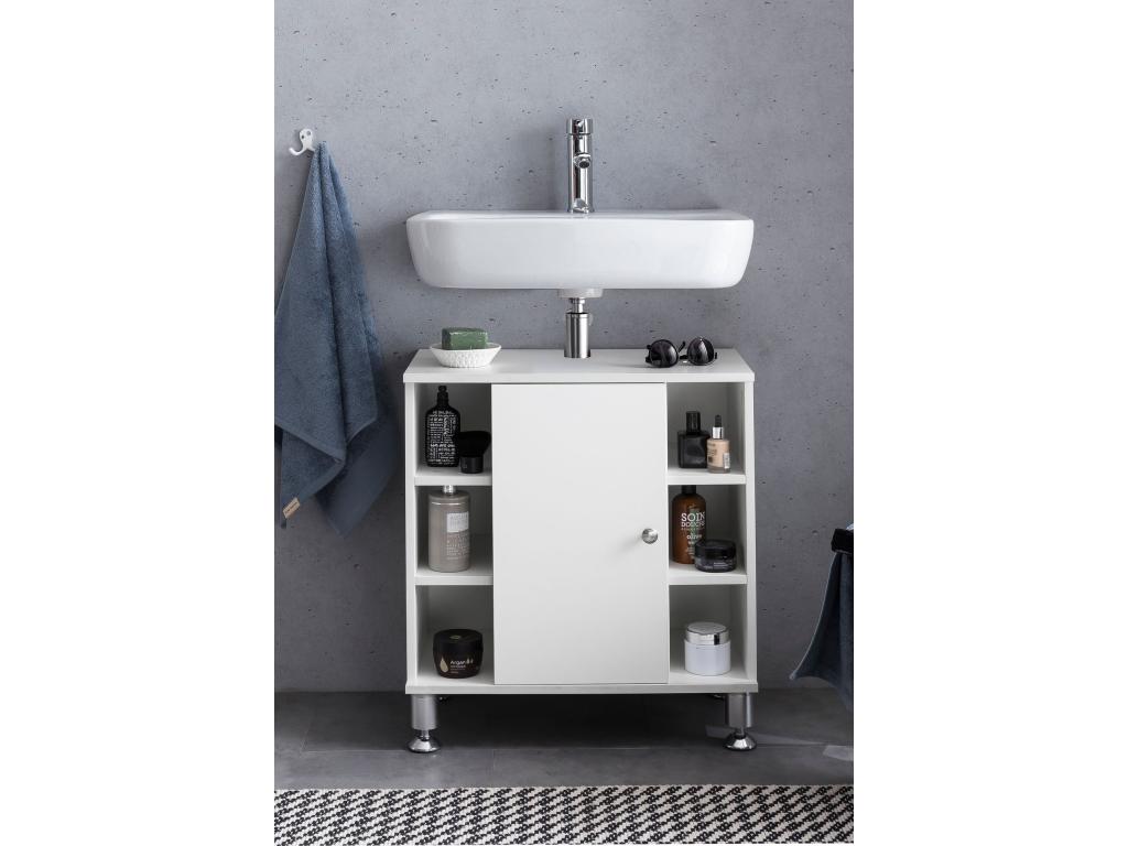 Meuble sous Lavabo 60x64x32 cm Armoire Salle de Bain Blanc Meuble Vasque IWKF83956