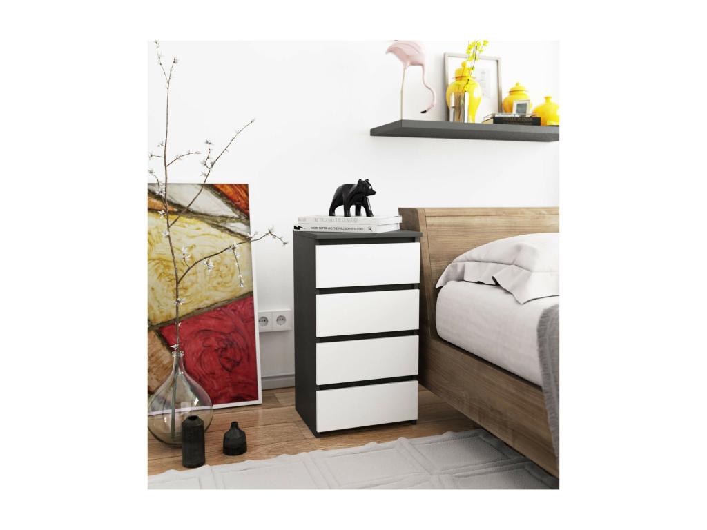 Commode Zensova CL4 Gris Zensova 40 cm 4 tiroirs façade Blanche 40x35x74 cm MRUI96624