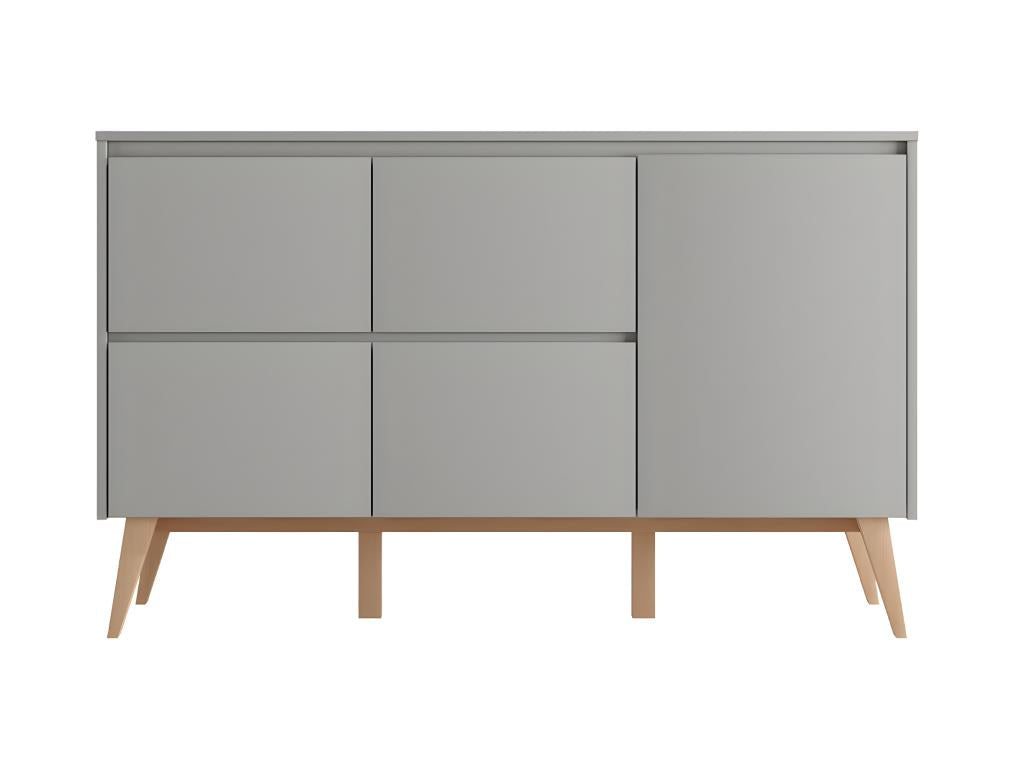 Lit évolutif 60x120 et commode 4 tiroirs 1 porte Swing Gris et bois PUHK60917