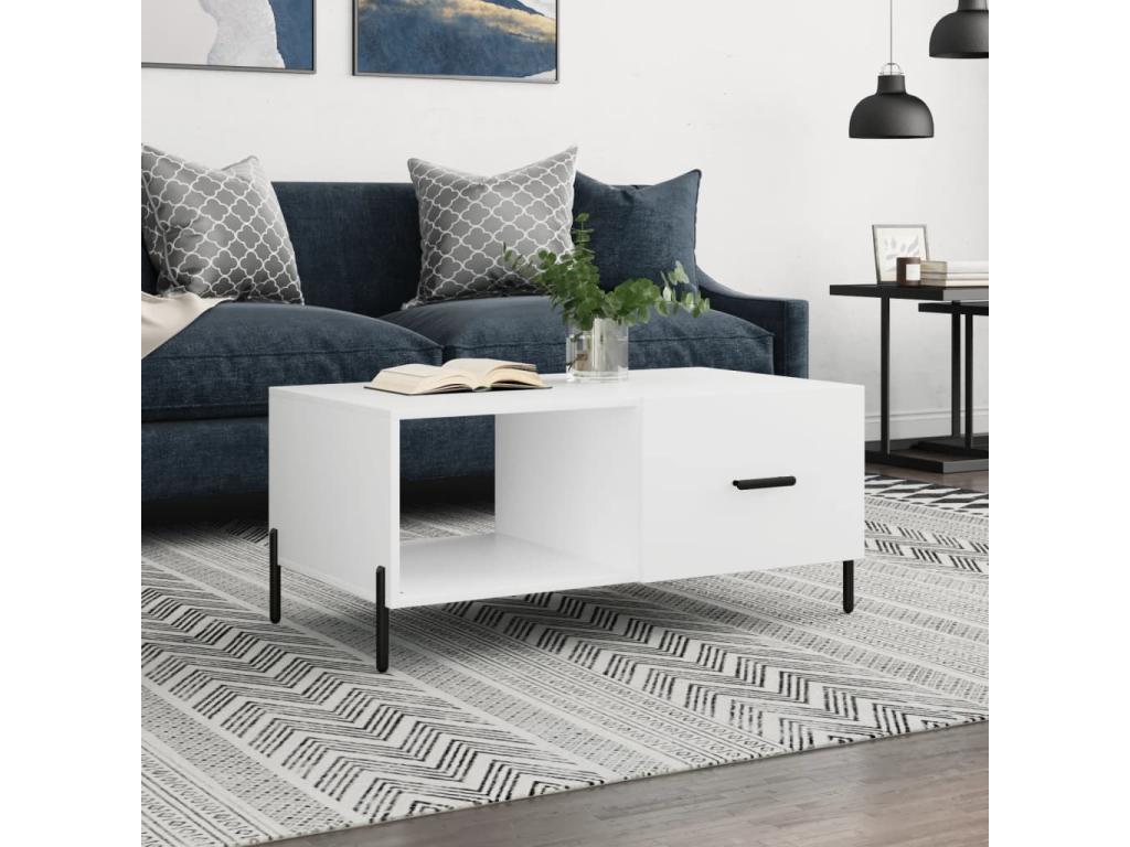 Table basse blanc 90x50x40 bois d'ingénierie OSTD92347