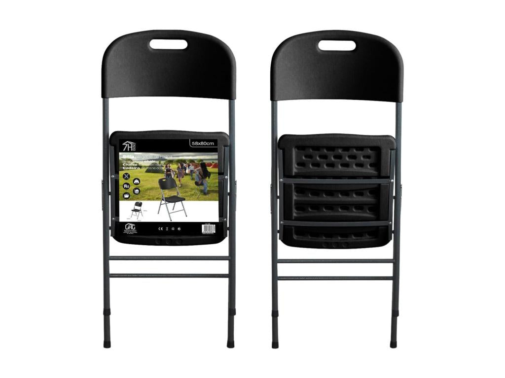 Pack 10 Chaises Pliantes avec Poignée 47x58x87cm Noir Dormeva ZVTD43717