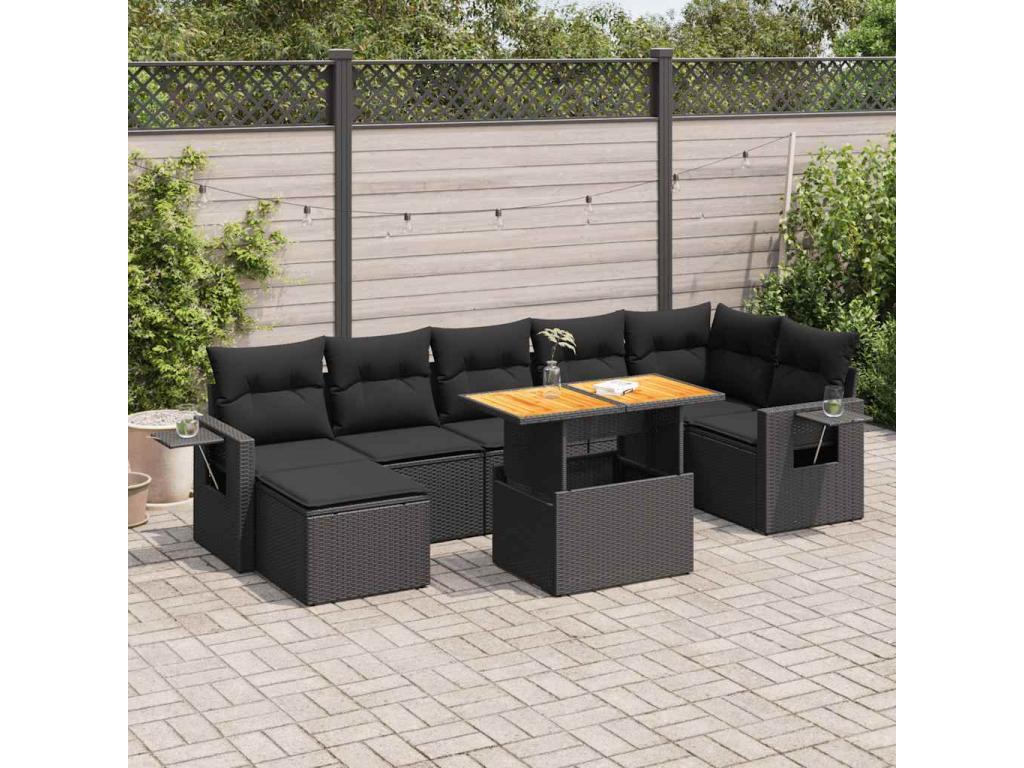 Salon de jardin 8 pcs avec coussins Zensova résine tressée NMNP08461