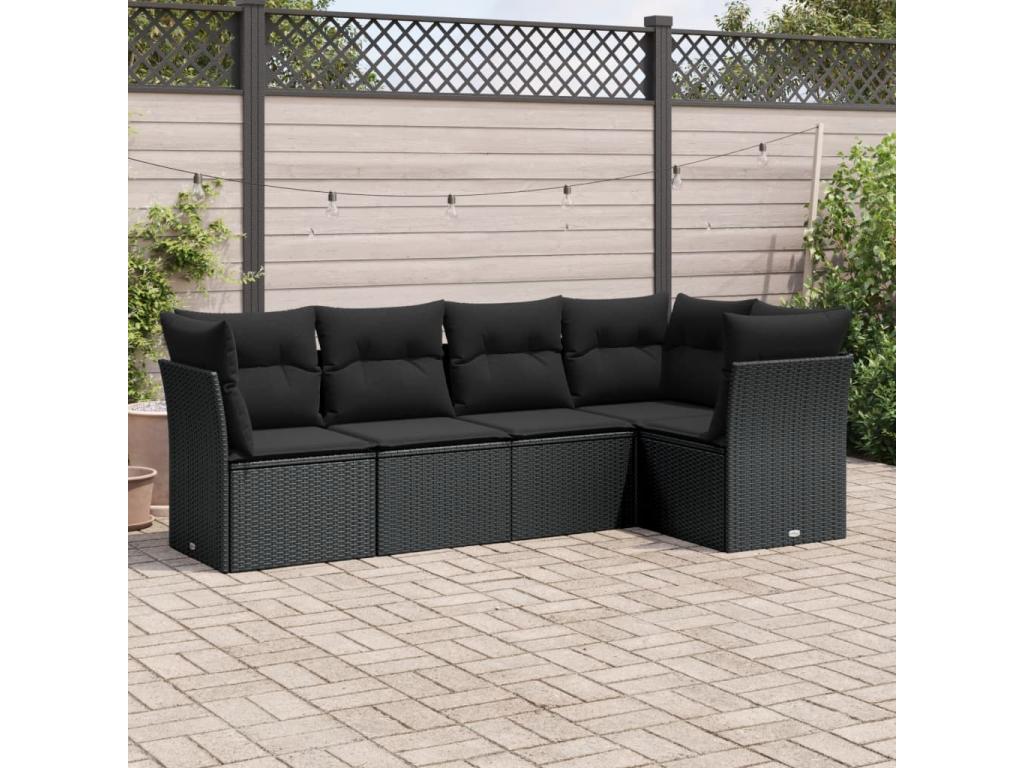 Salon de jardin 5 pcs avec coussins Zensova résine tressée LCJP31557