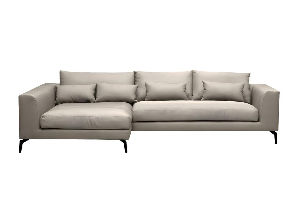 Canapé d'angle en tissu luxe 5 places Dormeva beige angle gauche vu de face MCXP54531