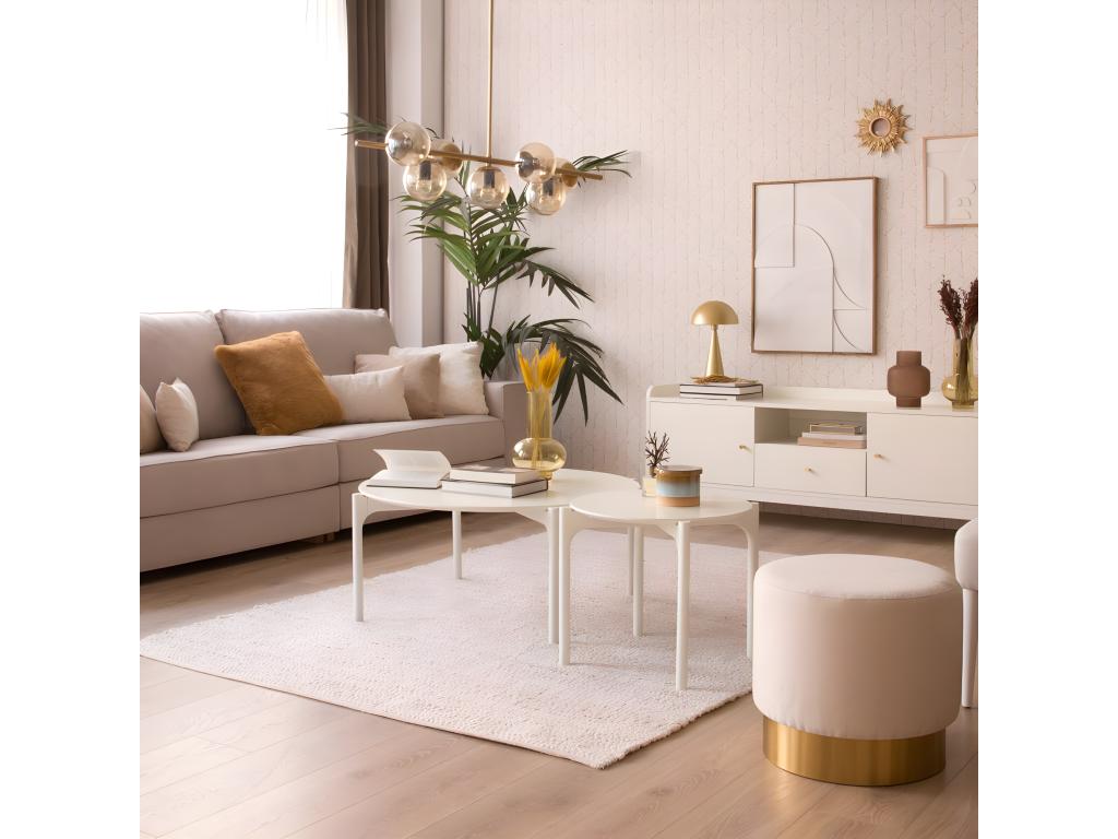 Table basse effet bois blanc 50x45 FOQF07155