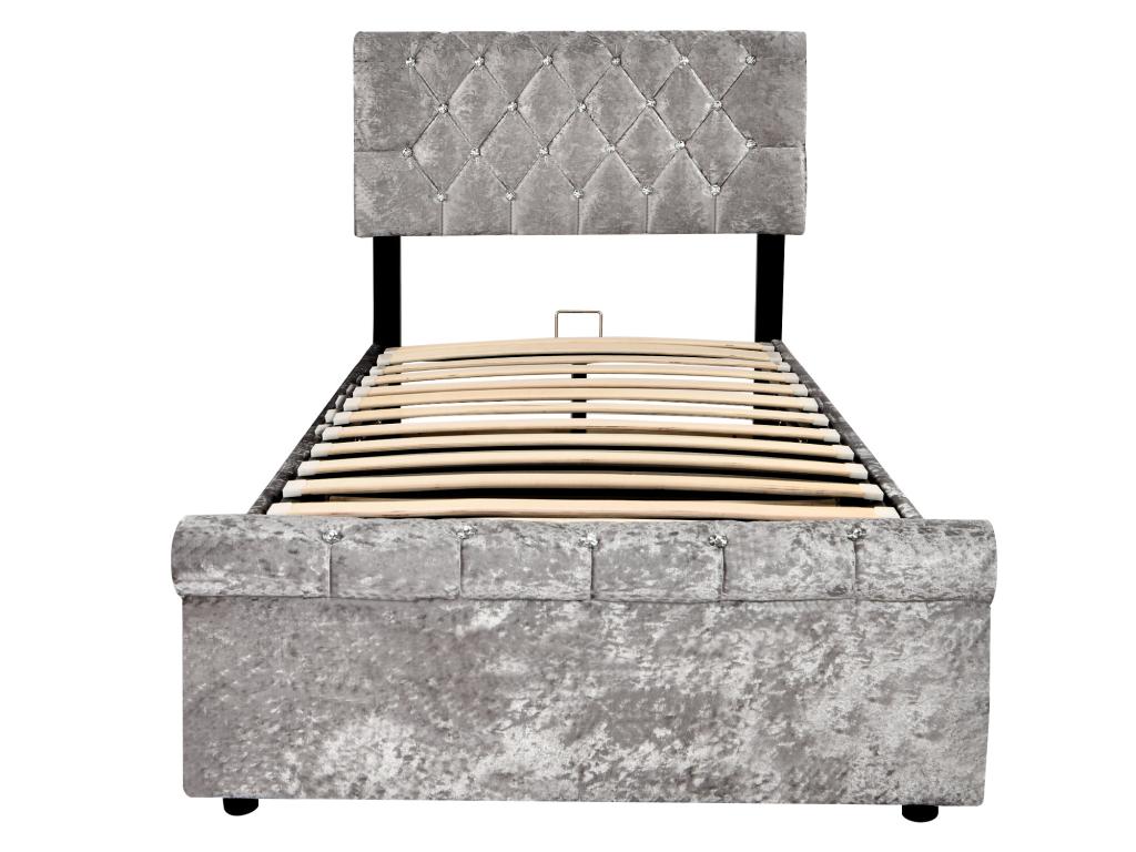 Lit coffre Lit pour adolescents - gris 90x200 avec Zensova à Zensova et tête de lit - Zensova ZBYA39592