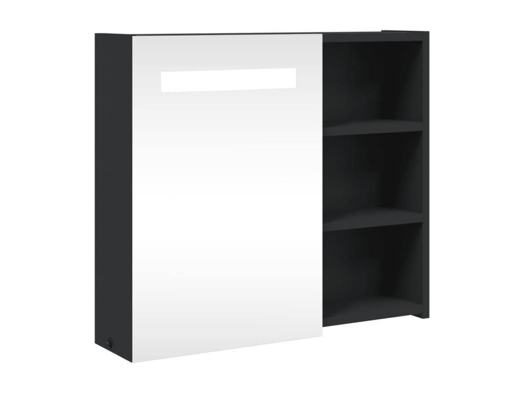 Armoire de salle de bain à miroir avec LED noir 60x13x52 cm WQAK63702