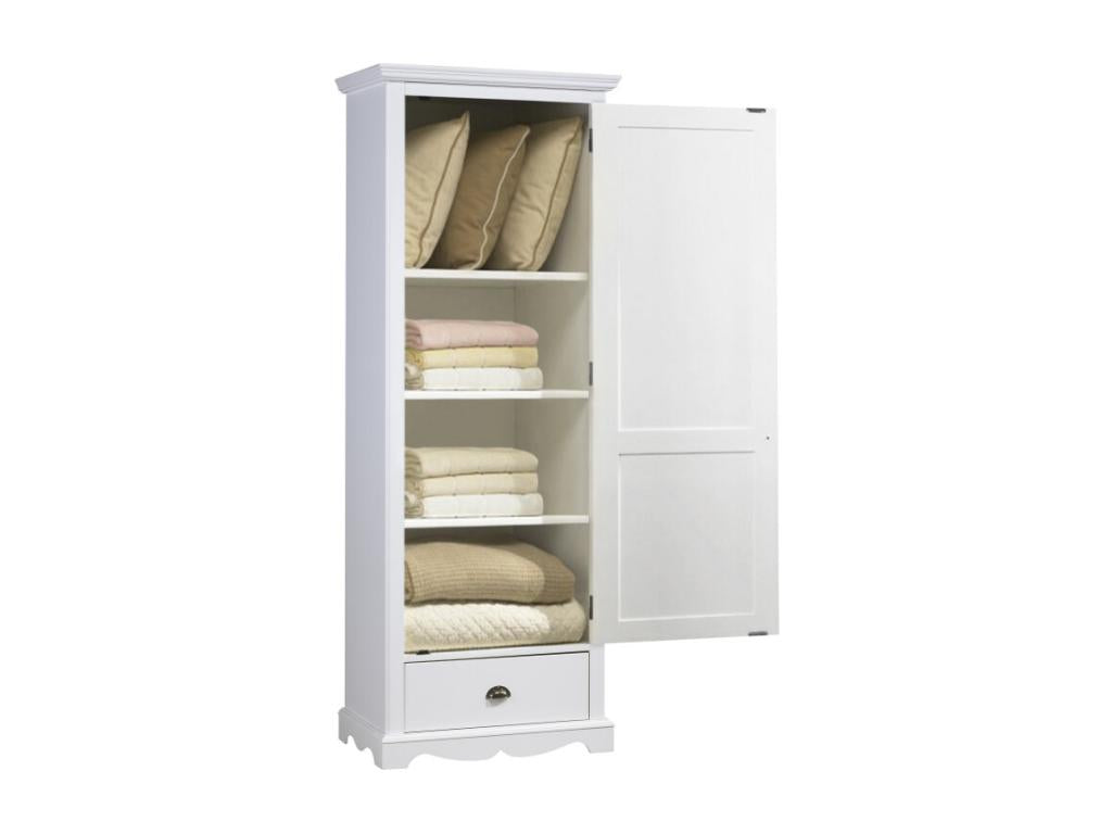 Armoire Dormeva Blanche Style Anglais 1 Porte 1 Tiroir L 70 H 186 P 42 cm TMMV04023