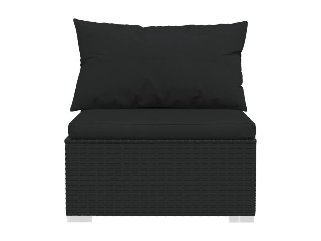 Salon de jardin 6 pièces avec coussins résine tressée noir KFYP31071