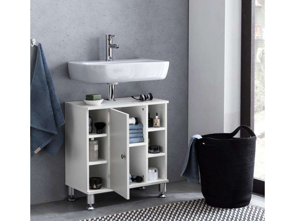 Meuble sous Lavabo 60x64x32 cm Armoire Salle de Bain Blanc Meuble Vasque IWKF83956