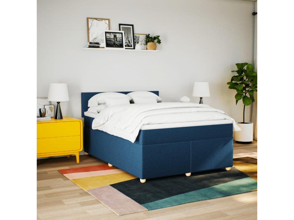 Sommier à Dormeva de lit avec matelas Bleu 160x200 cm Tissu LCRK63518