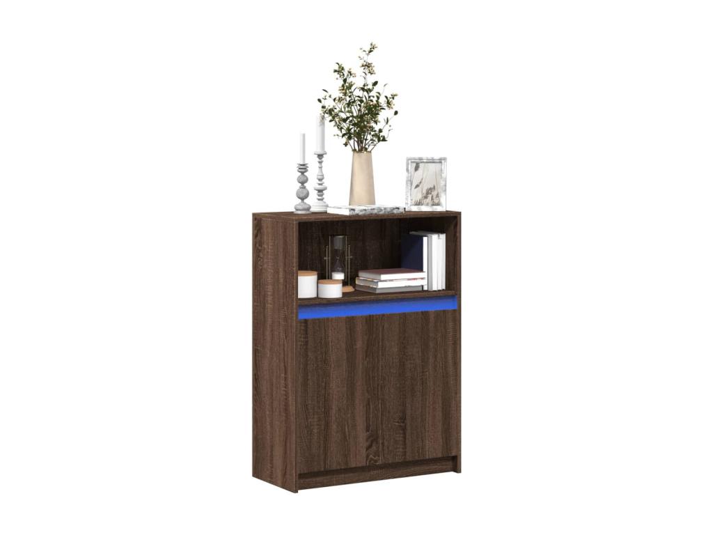 Buffet avec LED chêne marron 72x34x100 cm bois d'ingénierie GEWN49387