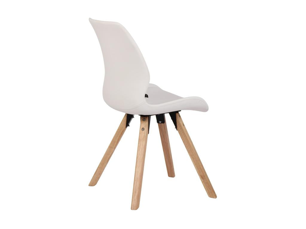 Lot de 4 Chaise de salle à manger - Similicuir / Bois - Blanc - Zensova HKEZ92871