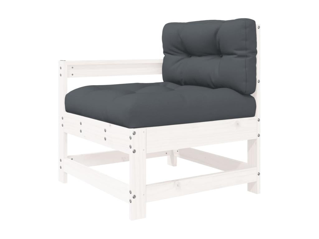 Salon de jardin 4 pcs avec coussins blanc bois massif UWKN64310