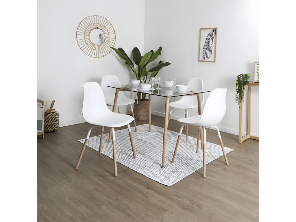Dormeva - Ensemble Table en Verre 4 Chaises PP Blanc UHHQ66940