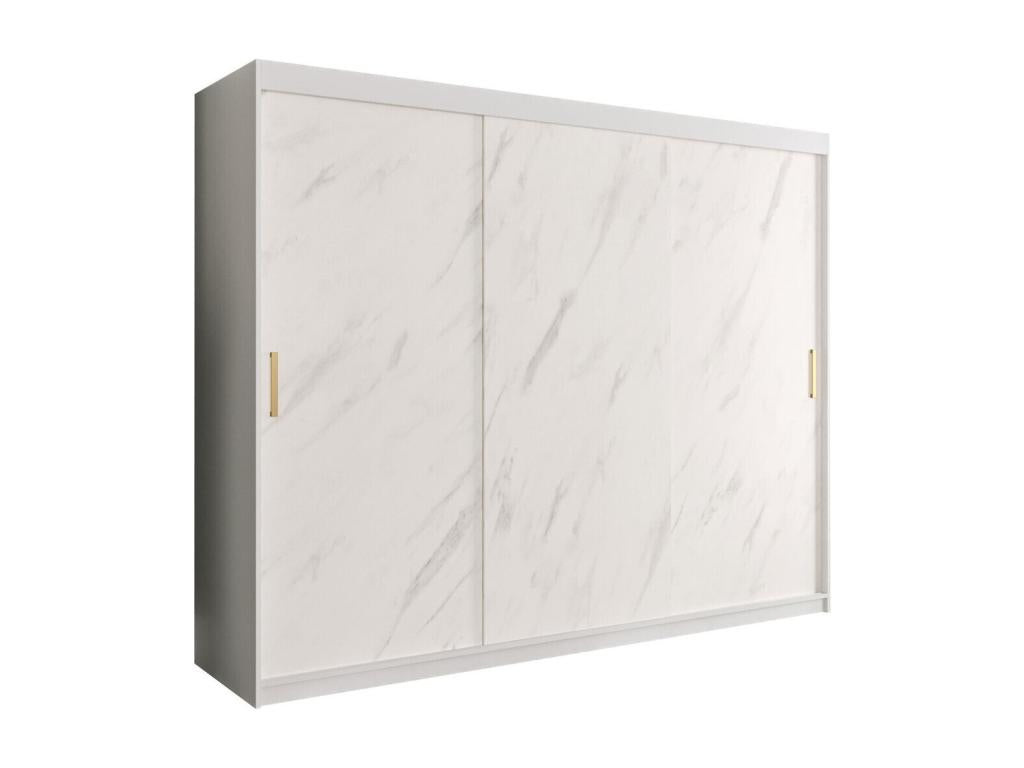 Armoire Dormeva 251 Mat blanc - Marbre blanc 200x250x62cm Portes d'armoire Glissement BGLO57106