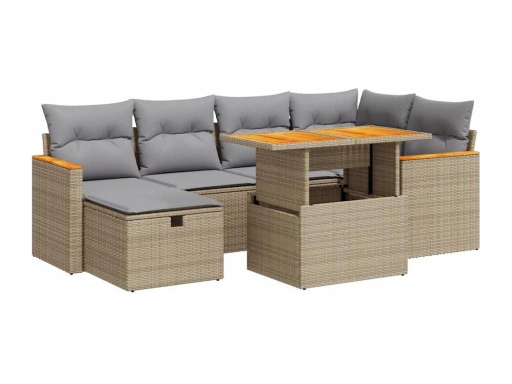 Salon de jardin avec coussins 8 pièces beige résine tressée CAJG27676