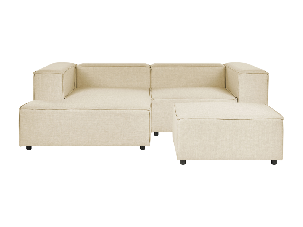 Canapé d'Angle à gauche Modulable avec 2 Places et Pouf en Lin Beige Dormeva NHAW53023