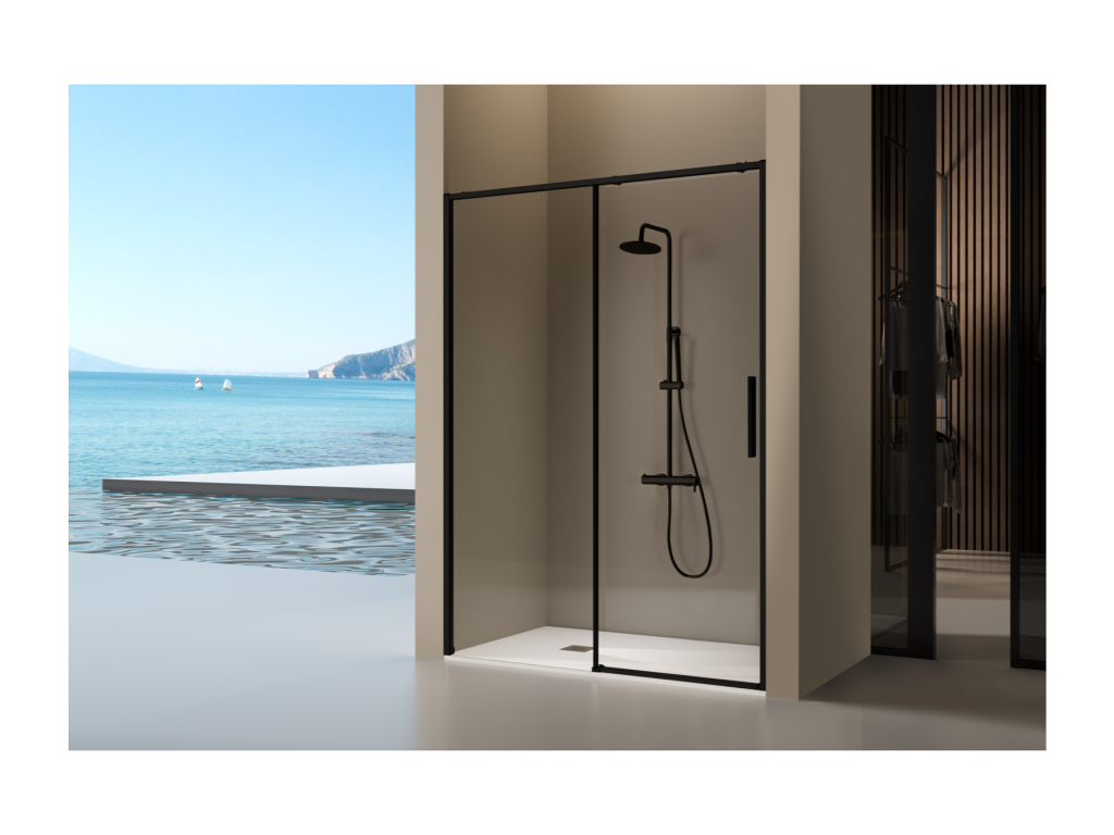 Paroi de douche fixe porte coulissante Dormeva noir mat 175-177,6 cm ZCDC39372