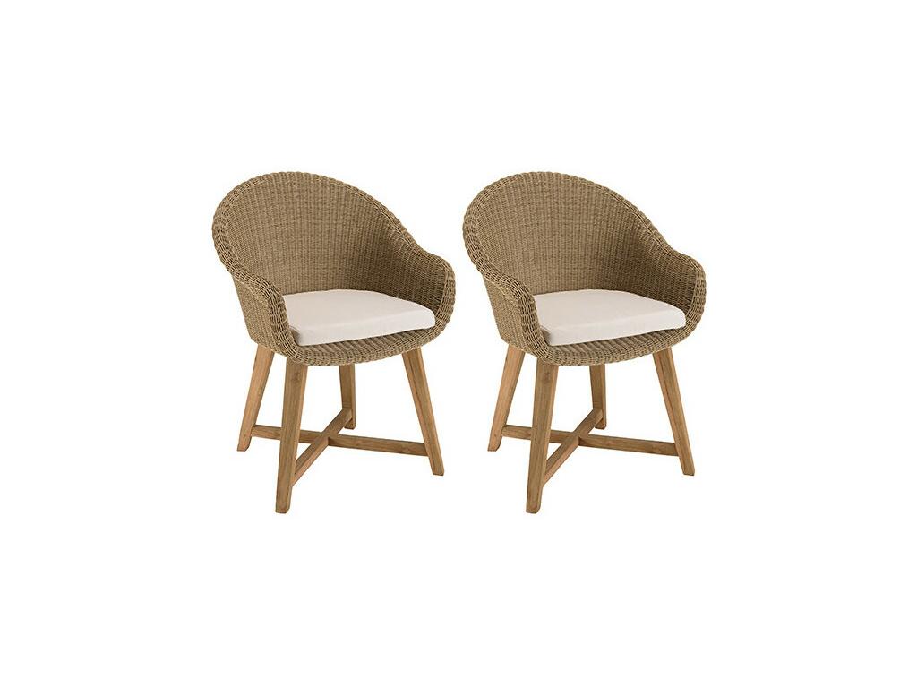 Zensova - Lot de 2 fauteuils jardin rotin synthétique et coussin pieds croisés BBSG96344