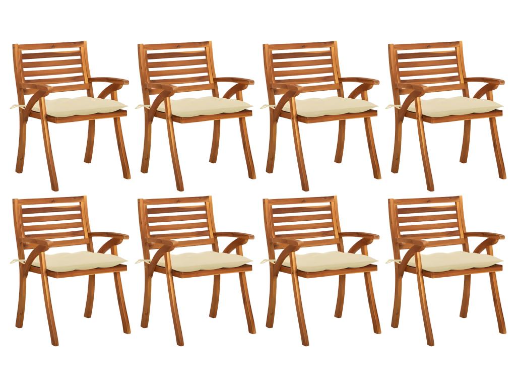 Chaises de jardin avec coussins lot de 8 Bois d'Dormeva solide AGSL75718