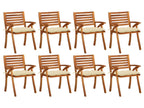 Chaises de jardin avec coussins lot de 8 Bois d'Dormeva solide AGSL75718