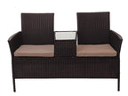Banc avec table en polyrotin Zensova-E24 banquette de jardin meuble de jardin 132cm - coussin marron WEZV36998