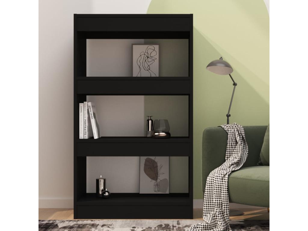 Bibliothèque/séparateur de pièce noire bois d'ingénierie KISD31777