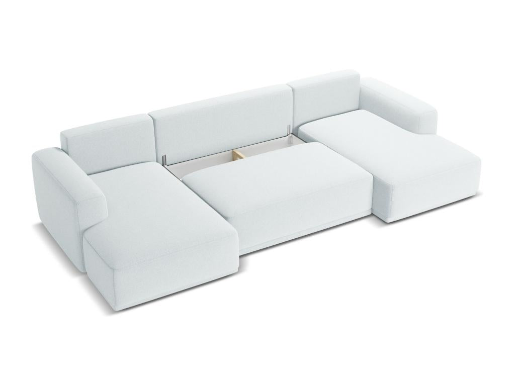 Canapé d'angle panoramique convertible en tissu chenille - bleu clair - Dormeva LXCA57799