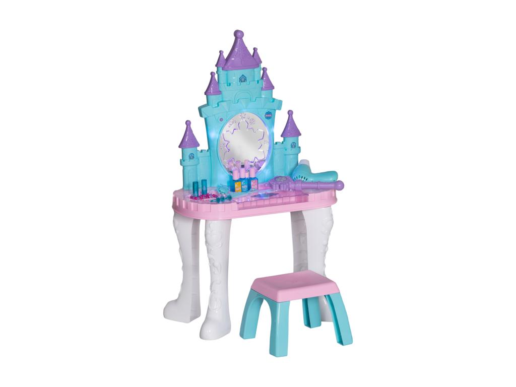 Ensemble coiffeuse tabouret enfant design château - nombreux accessoires - effets lumineux sonores - bleu blanc rose GEUY77260