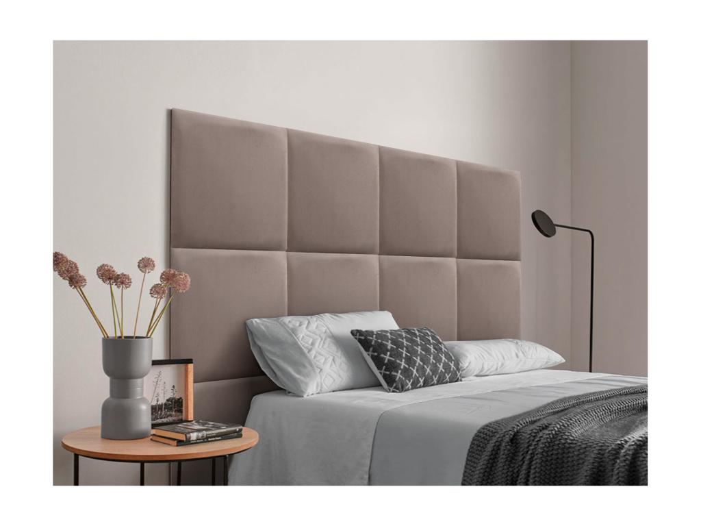 Dormeva Tête de lit tapissée en velours de qualité Dormeva inférieure composée de panneaux autocollants interchangeables pour chambre marron 140 cm CSWQ15419