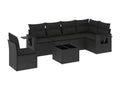 Salon de jardin 7 pcs avec coussins noir résine tressée FGLX52779