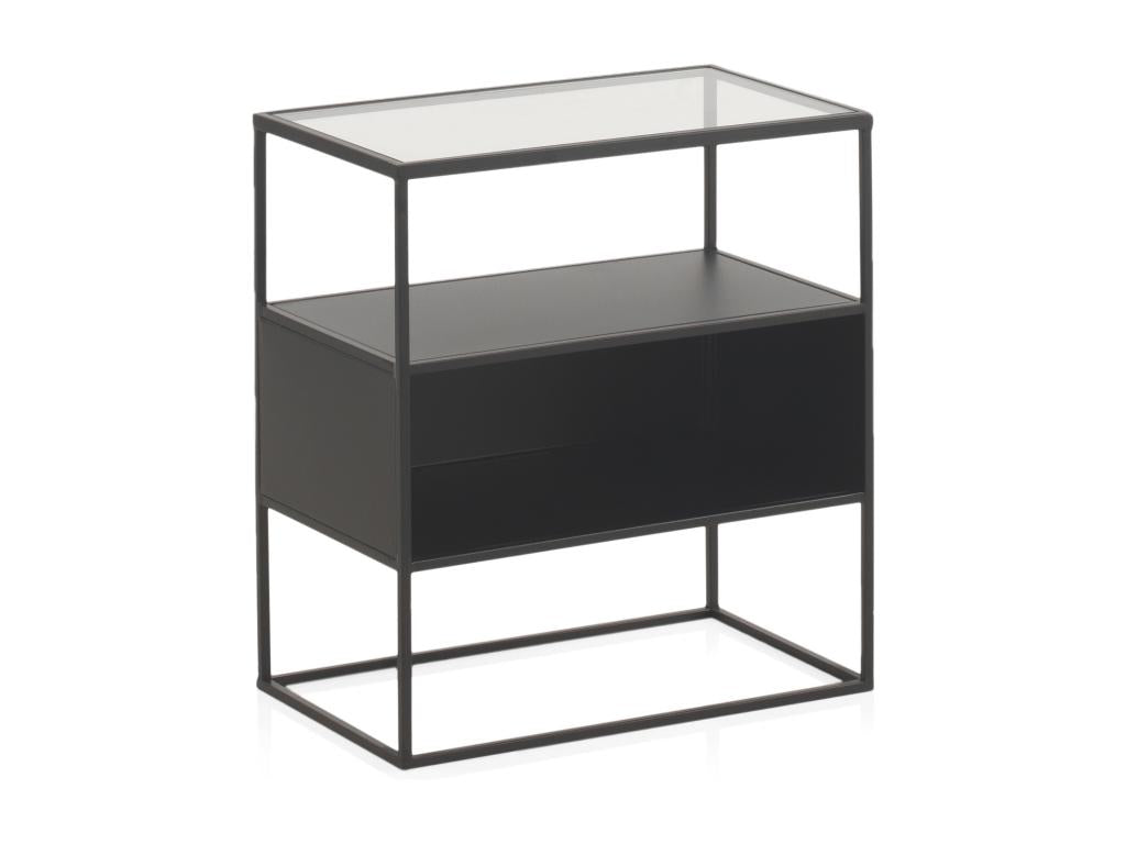 Table basse en métal noir avec plateau en verre UVJX20298