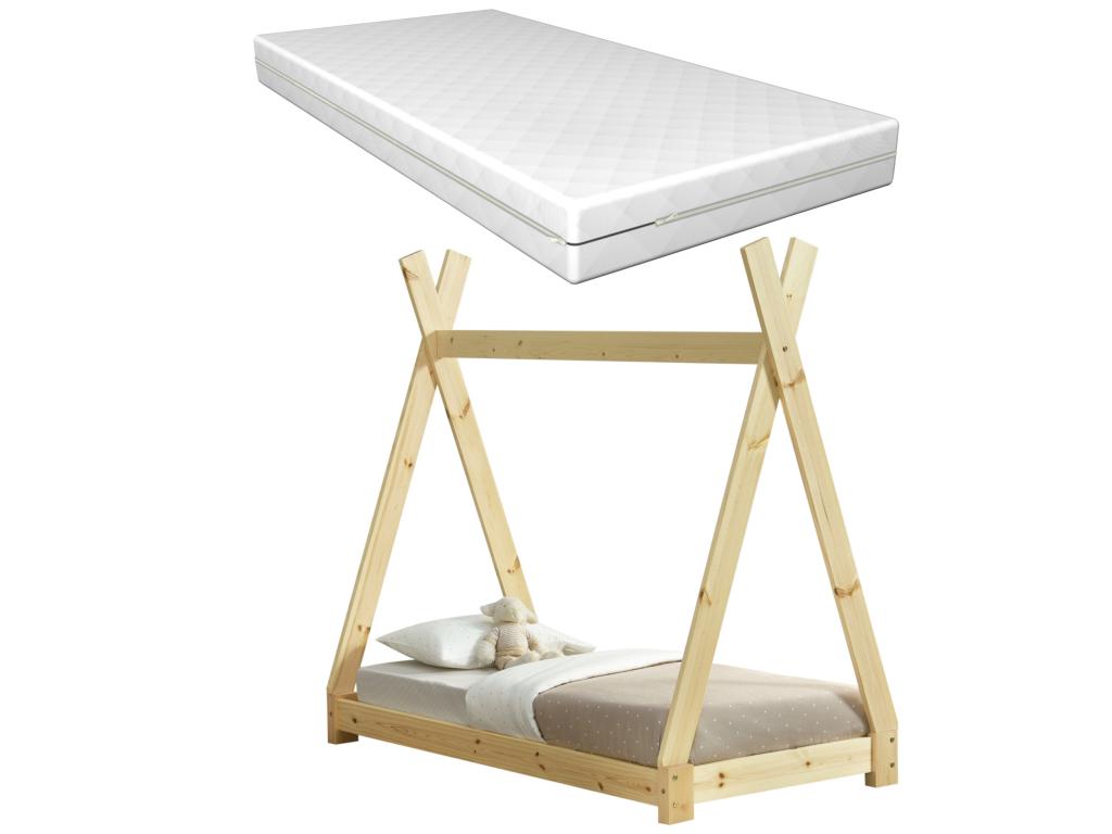 Lit Zensova Pour Enfants Avec Matelas Orthopédique Zensova Bois Naturel 70x140 Cm GEDI21725