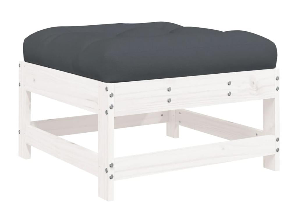 Salon de jardin 4 pcs avec coussins blanc bois massif UWKN64310