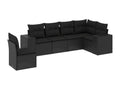 Salon de jardin 6 pcs avec coussins noir résine tressée HTNL44673