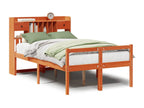 Lit bibliothèque sans matelas cire marron 120x190cm pin massif MHCS34700