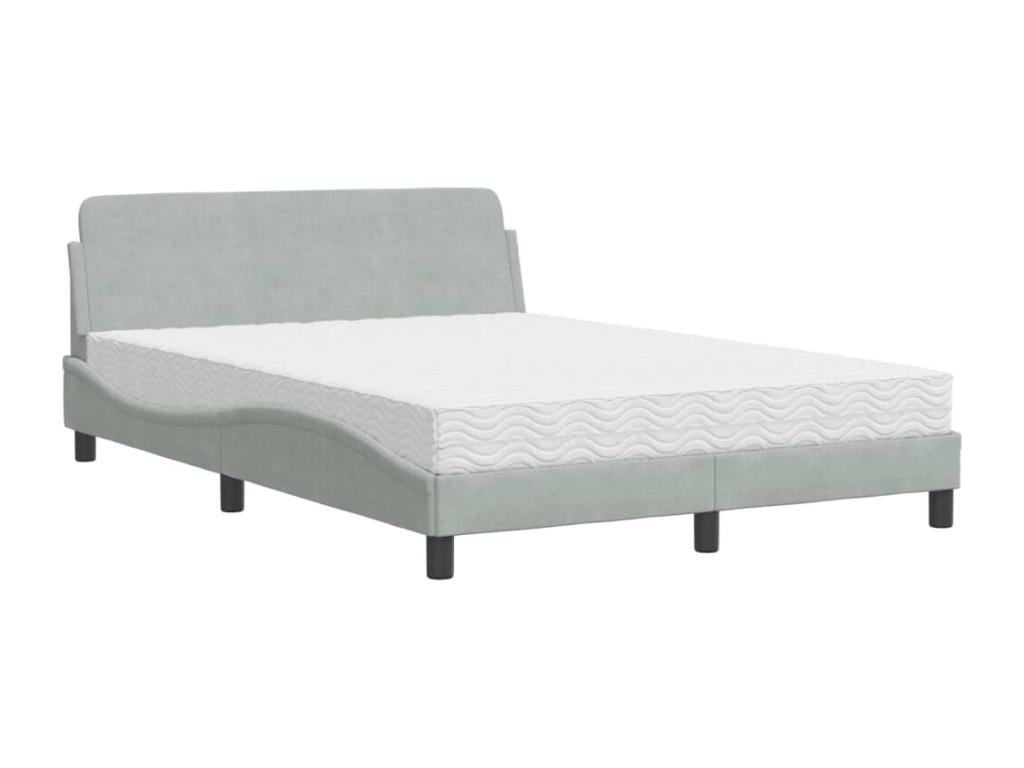 Lit avec matelas gris clair 140x190 cm velours DQMH03070